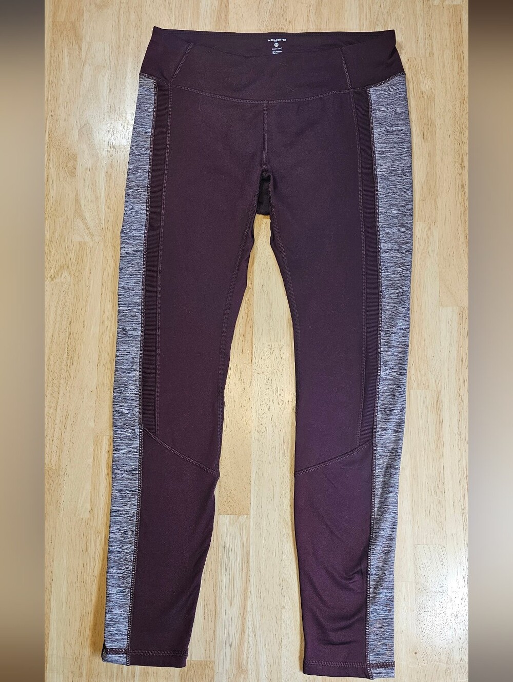 Layer 8 Plum Leggings with Gray Side Panels